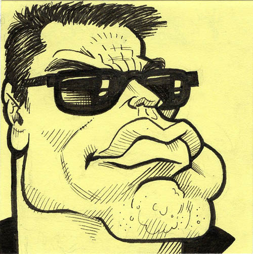 Arnold Schwarzenegger as the Terminator caricature