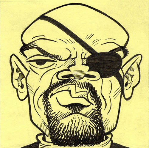 Samuel L. Jackson as Nick Fury caricature