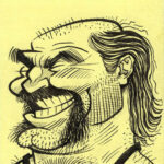 Balding man with horseshoe mustache and mullet