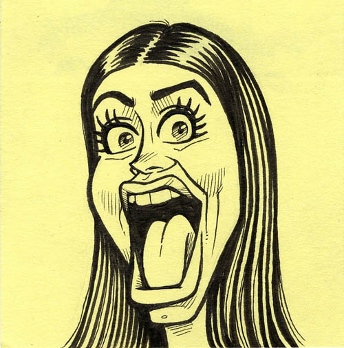 Excited woman with big mouth