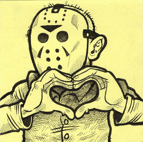 Jason Voorhees making heart gesture with hands