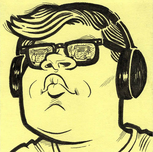 American Dad fan wearing glasses and headphones