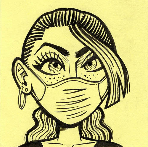 Woman with beautiful eyes wearing a mask