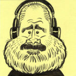 Bearded man wearing headphones